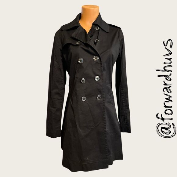 Candies Black Dress Coat -NO Belt - Approximate Size 10 - Measurements - Picture 1 of 9